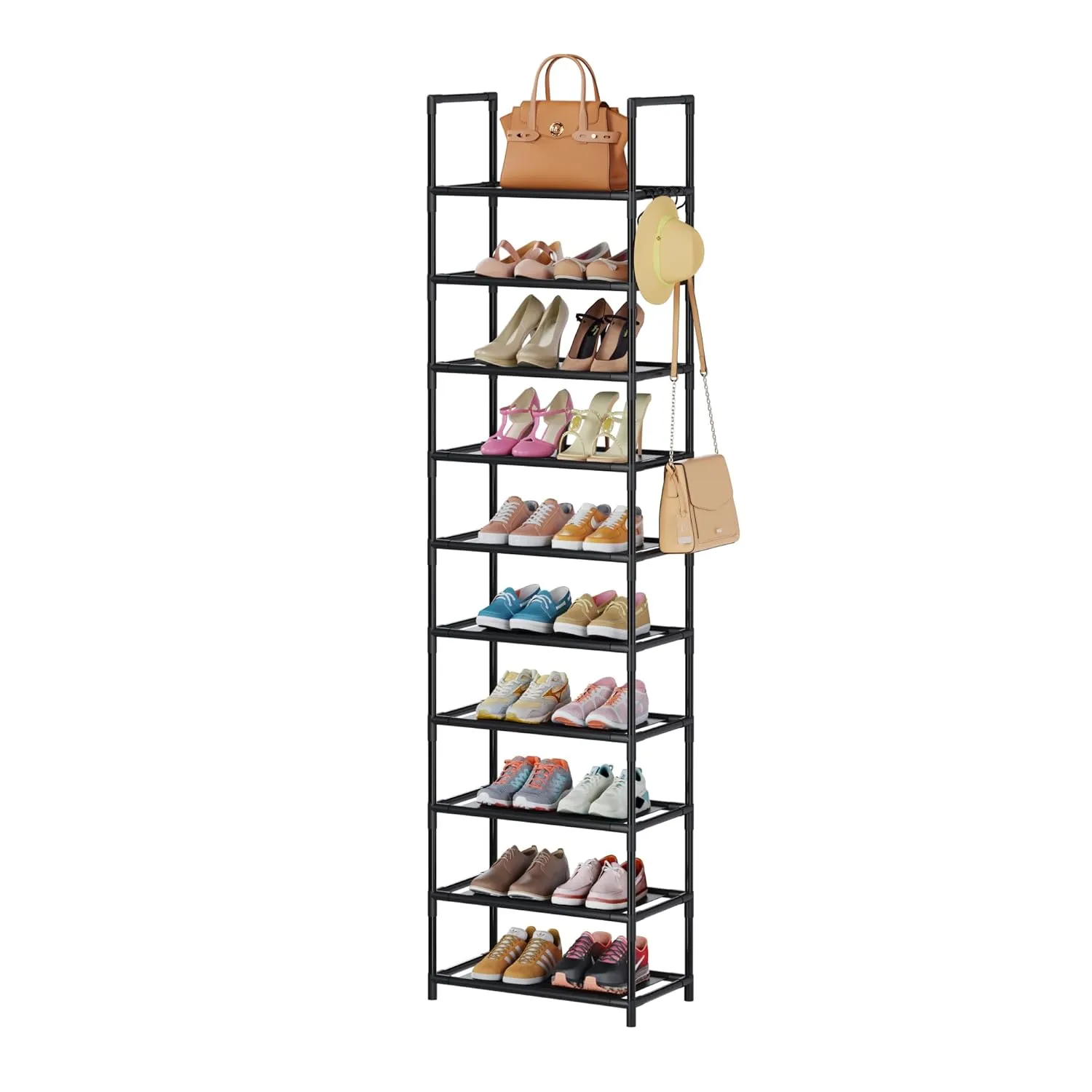 10 Tiers Tall Shoe Rack For Closet Entryway 20-25 Pairs Shoe Closet Organizers A