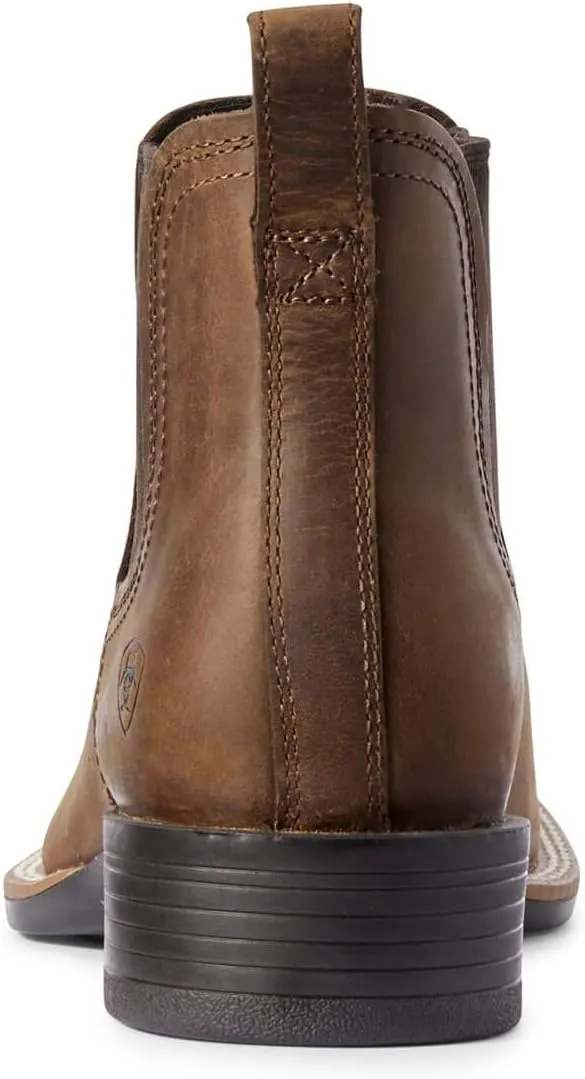 Ariat Mens Booker Ultra Embroidered Square Toe Chelsea Casual Boots Ankle - Beige