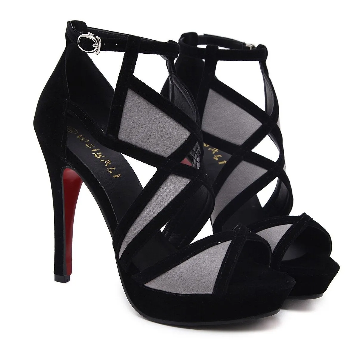 Art Deco Open-Toe Stiletto Heel Sandal