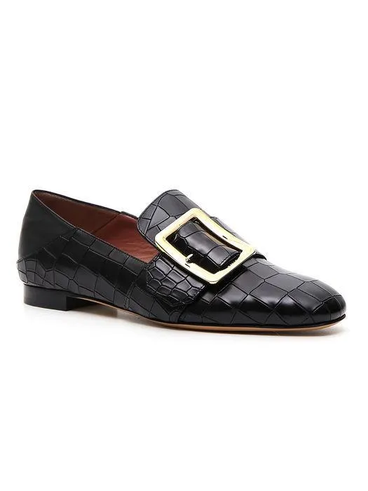 Bally Croc Embossed Loafers