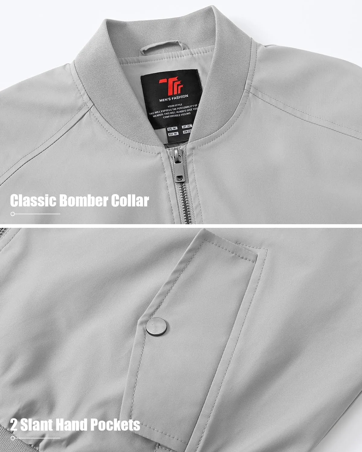 BGOWATU Men's Bomber Jacket Lightweight Windbreaker Jacket for Men Casual Fall Coat