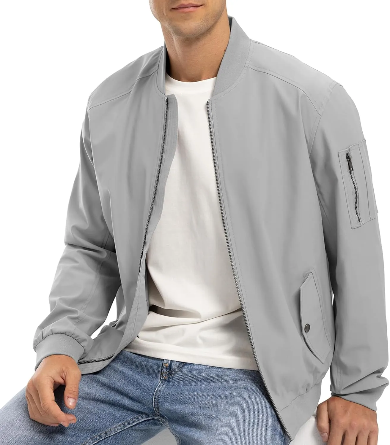 BGOWATU Men's Bomber Jacket Lightweight Windbreaker Jacket for Men Casual Fall Coat