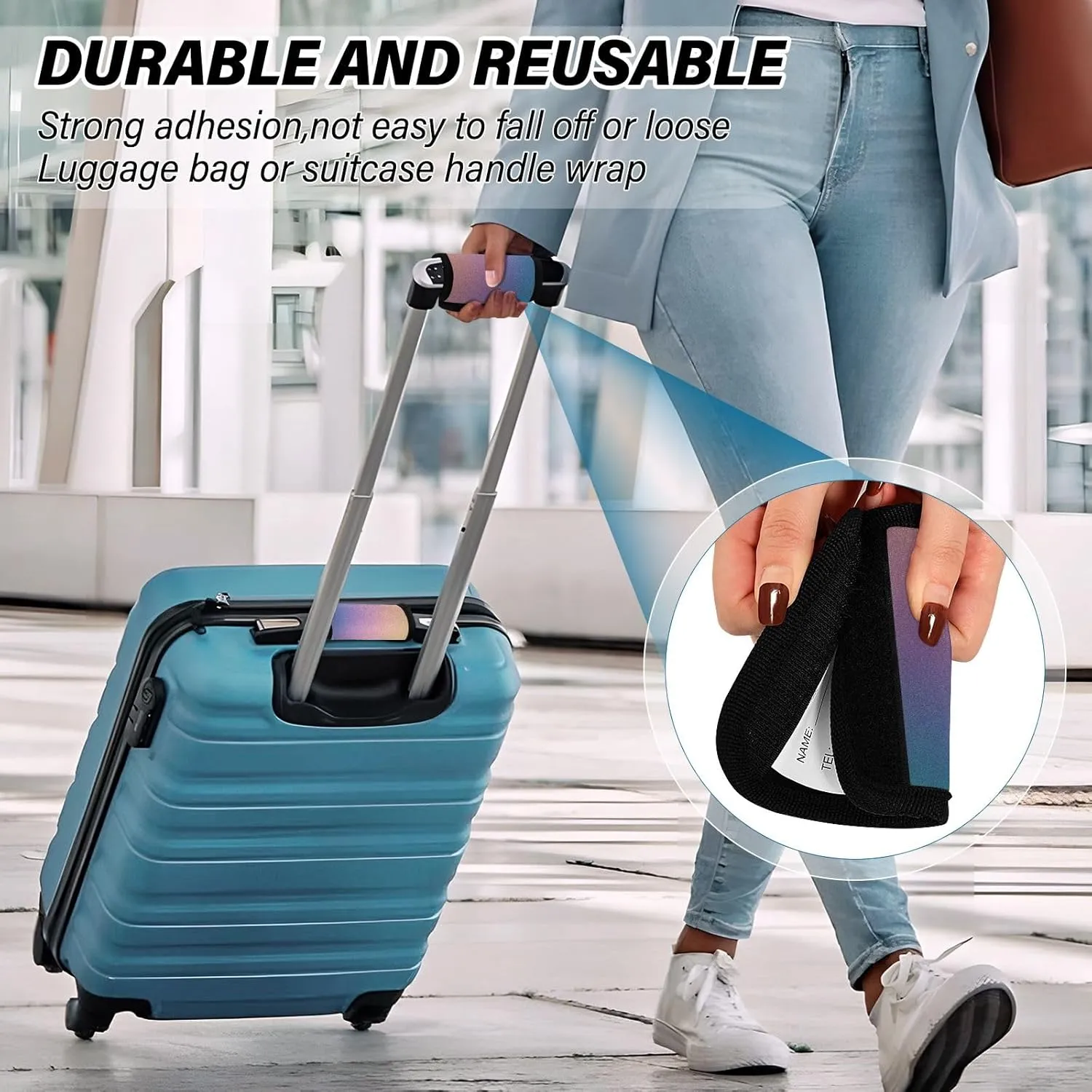 Blue Pink Lilac Yellow Gradient Luggage Handle Wrap 2 Pack, Handle Grip Luggage Identifier Handle Covers for Suitcase, Carry On, Backpacks
