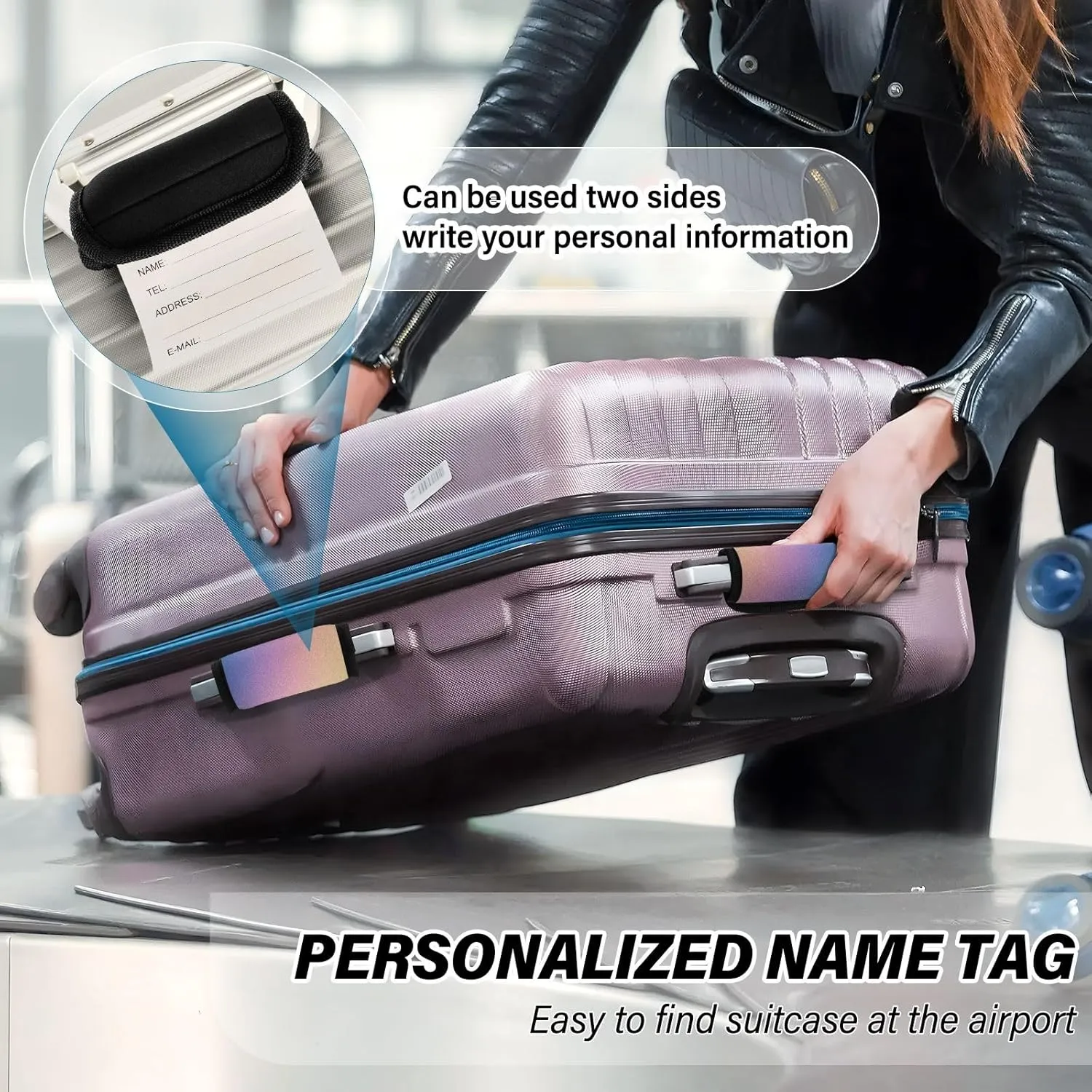 Blue Pink Lilac Yellow Gradient Luggage Handle Wrap 2 Pack, Handle Grip Luggage Identifier Handle Covers for Suitcase, Carry On, Backpacks