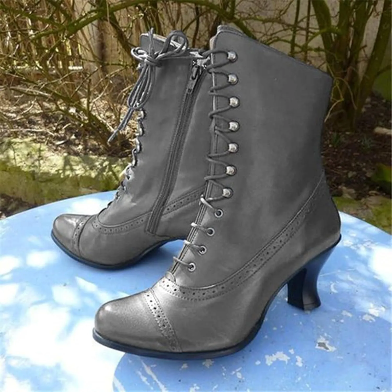 Boots for Women Retro Warm Leather Lace Up Womens Boots Waterproof Non-slip Soft Cozy Women's Boots&Booties