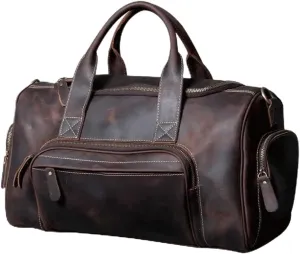 Business Trip Travel Bag for Man Outdoor Genuine Leather Duffle Bag Male Coffee Handbag