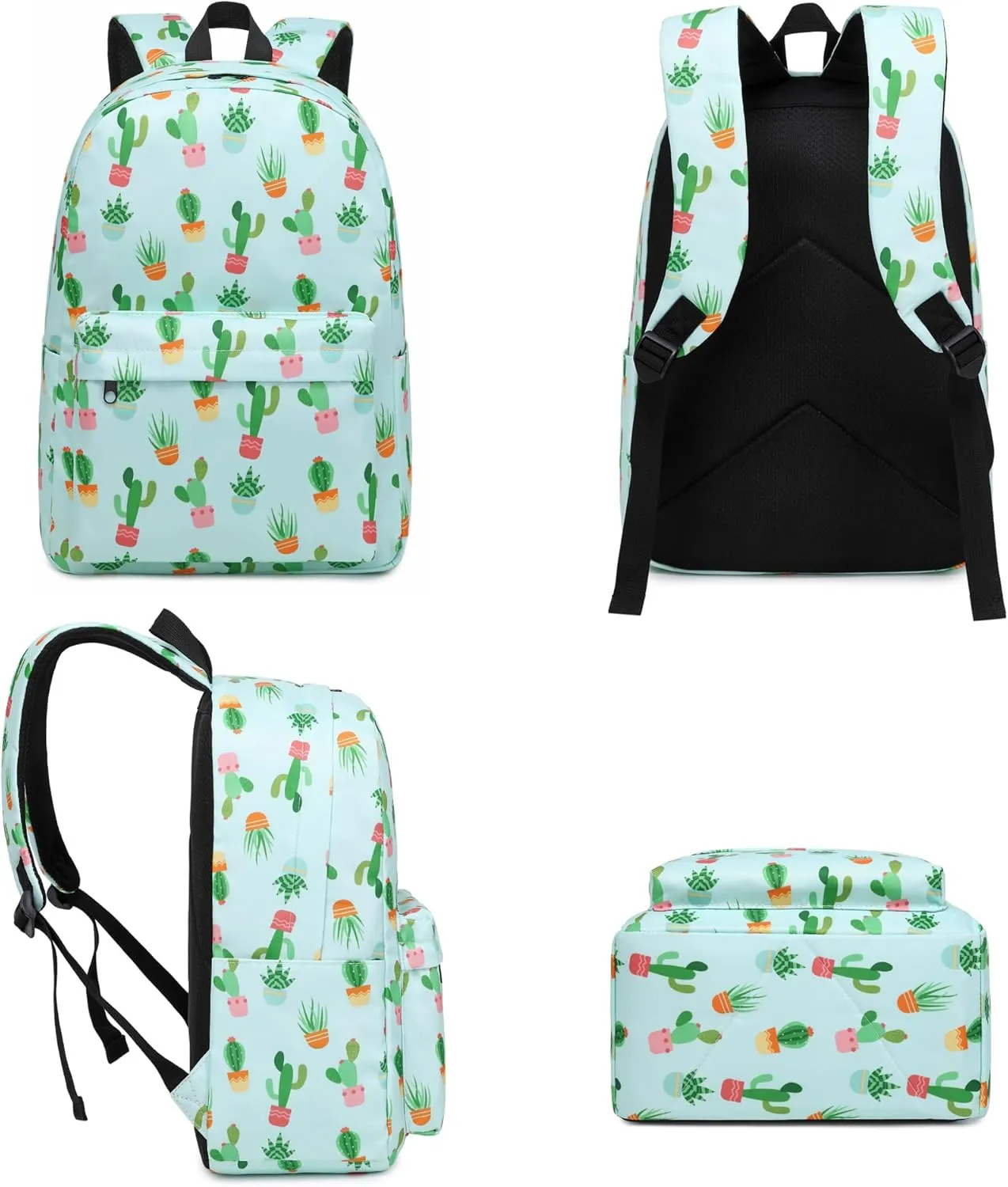 Cactus Girls School Backpack for Kids Teens, Elementary Middle School Backpacks Bookbag Set with Lunch Bag Pencil Case