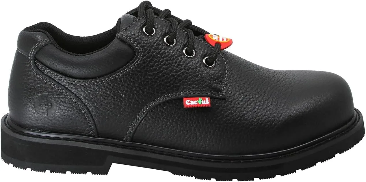CACTUS Mens 4 Mark II-Tested Slip-Resistant Tumbled Full Grain Leather Slip Resistant Rubber Outsole Restaurant Kitchen Work Shoe Non Slip