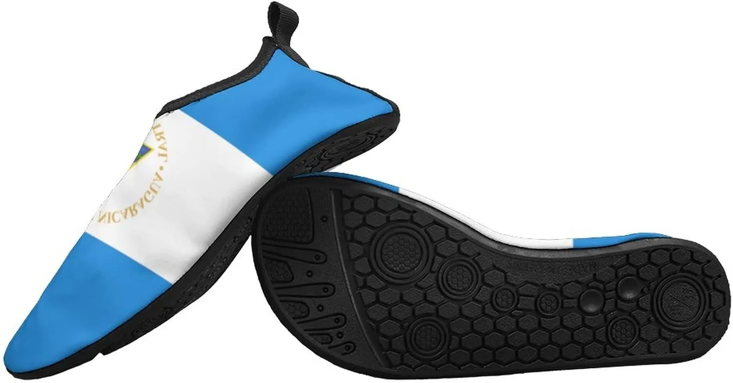 Calculay Nicaragua Flag Water Shoes, Beach Shoes for Men and Women, Swimming Pool Yoga, Surfing Sneakers