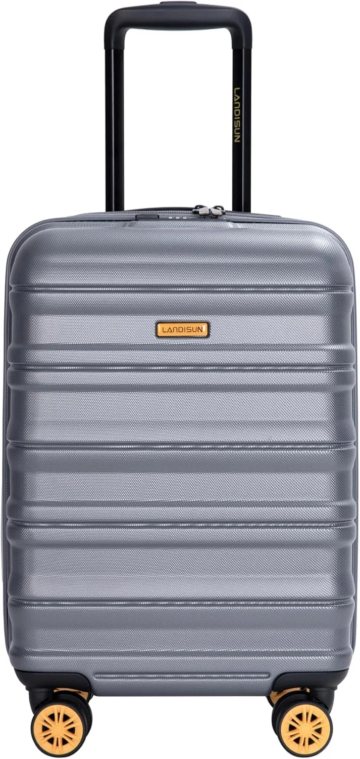 Carry On Luggage Airline 18.5" Hard Shell Suitcase with 360 Spinner Wheels, Dark Grey