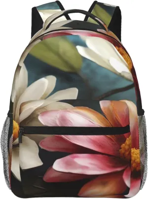 Casual Backpack for Men Women Laptop Backpack Lightweight Bookbag Flowers Daypack Travel Rucksack for Work Hiking