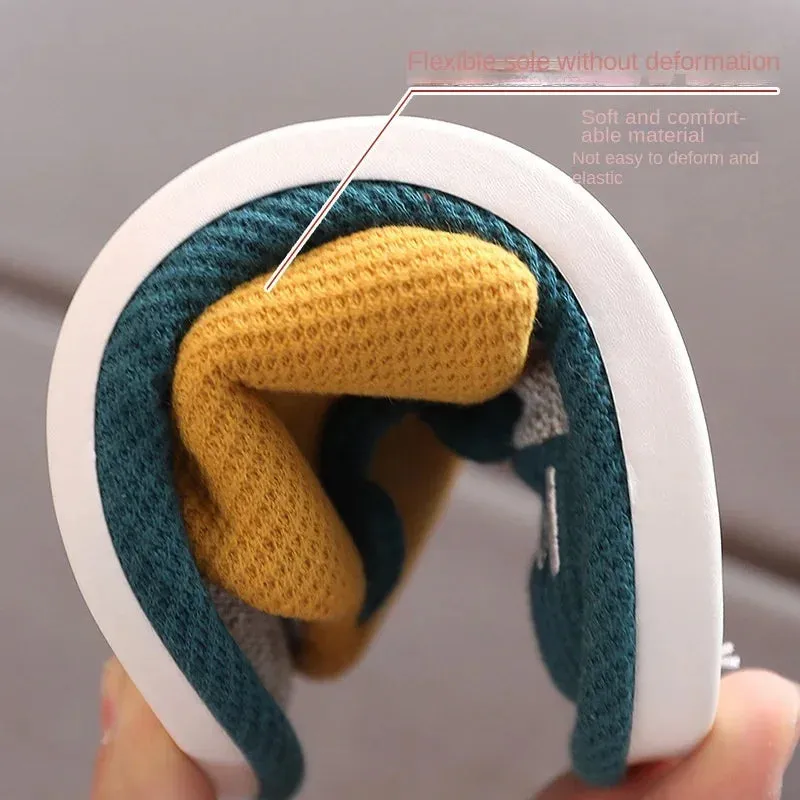 Children's Flats Linen Slippers Autumn Spring Cartoon Dragon Soft Sole Flip Flops For Boys And Girls Kid's Homewear Shoes H42