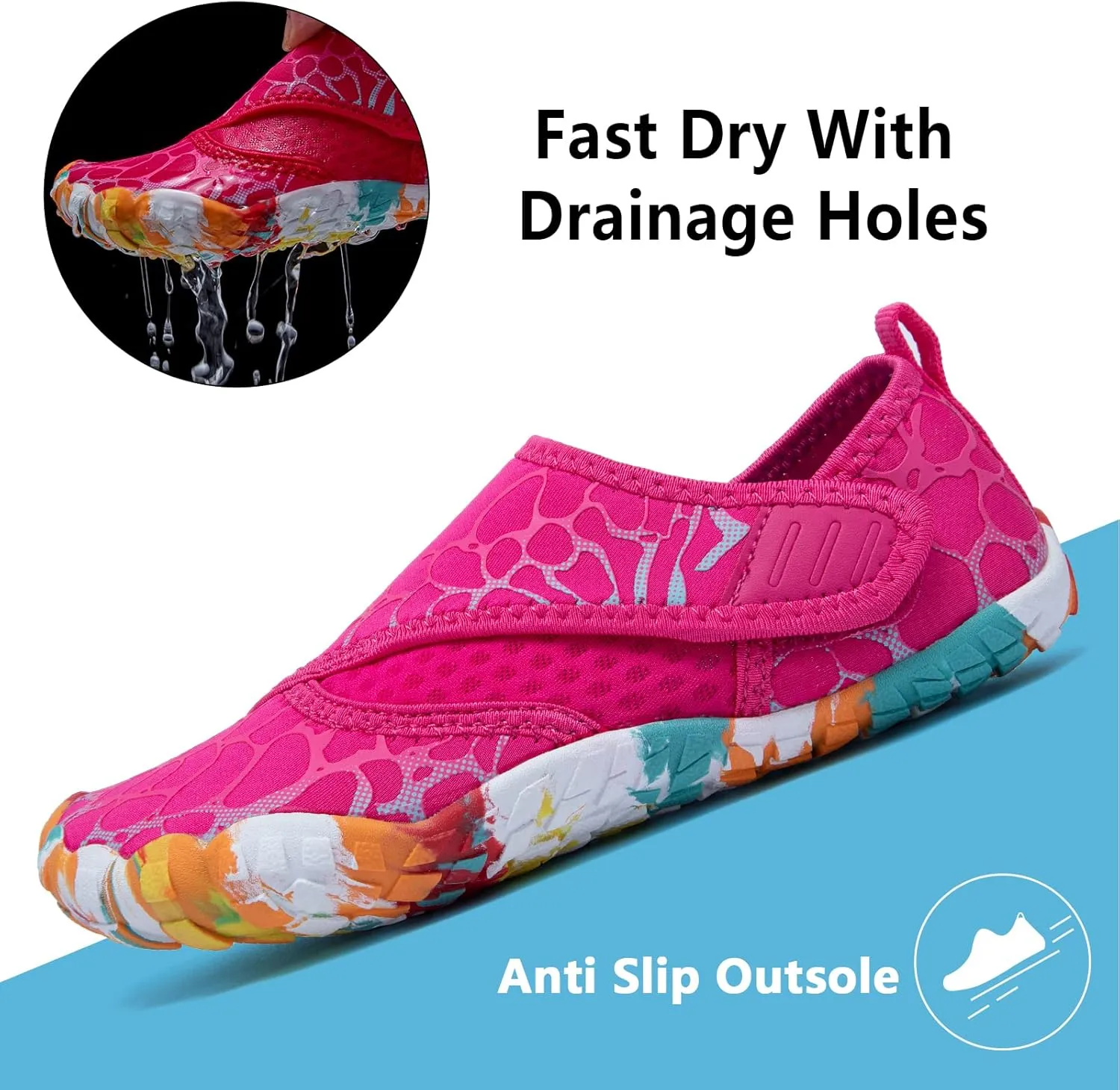 CIOR Kids Boys & Girls Water Shoes Sports Aqua Athletic Sneakers Lightweight Sport Fast Dry Shoes(Toddler/Little Kid/Big Kid)