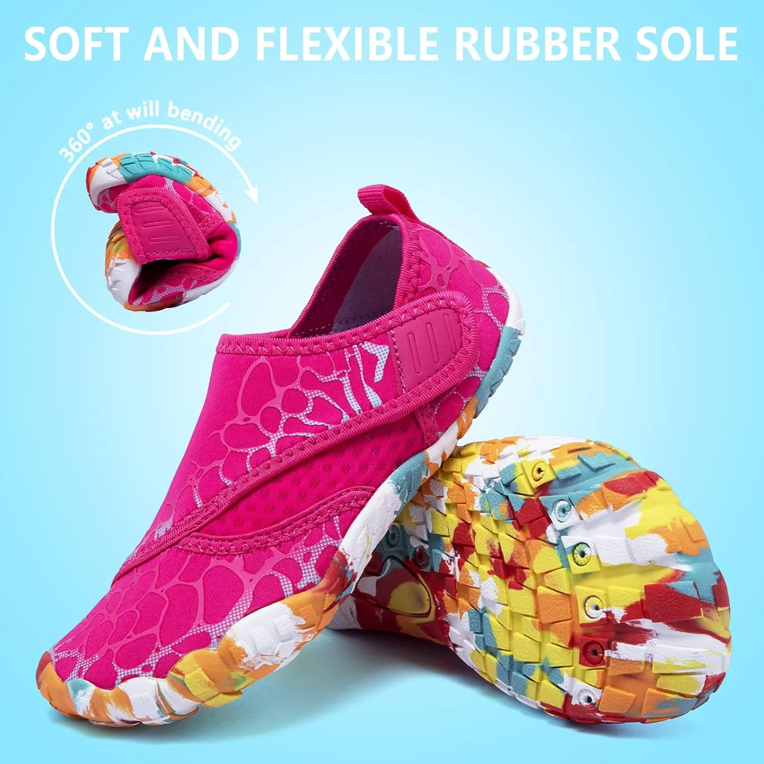 CIOR Kids Boys & Girls Water Shoes Sports Aqua Athletic Sneakers Lightweight Sport Fast Dry Shoes(Toddler/Little Kid/Big Kid)