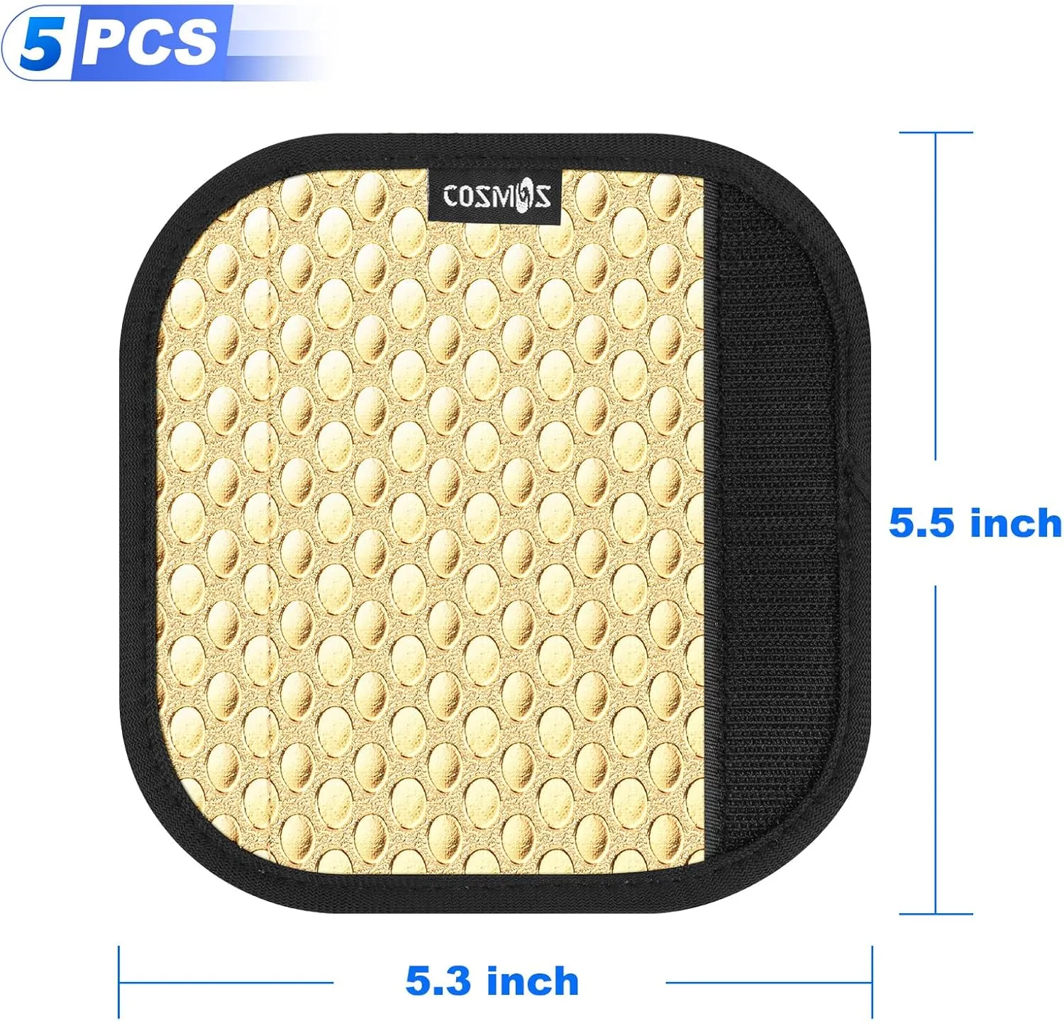 Cosmos Pack of 3 PU Leather Luggage Handle Wrap Handle Grip Luggage Identifier for Travel Bag Luggage Suitcase (Metallic Golden Tone Color)