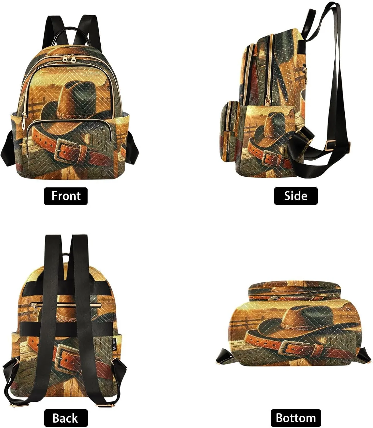 Cowboy Hat Sunset Backpack Purse for Women Girls Anti-theft Mini Fashion Travel Backpack for Traveling Work College M