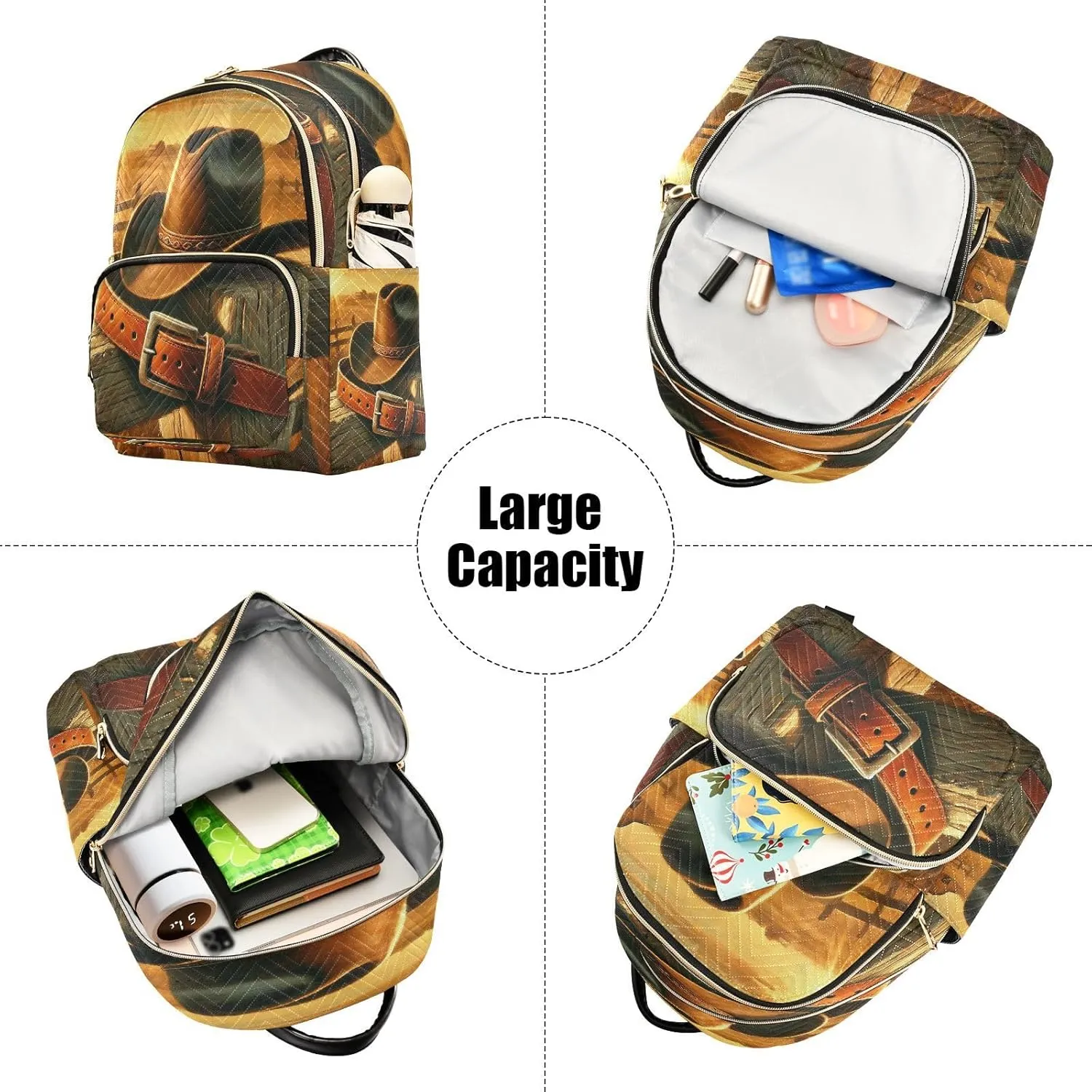 Cowboy Hat Sunset Backpack Purse for Women Girls Anti-theft Mini Fashion Travel Backpack for Traveling Work College M