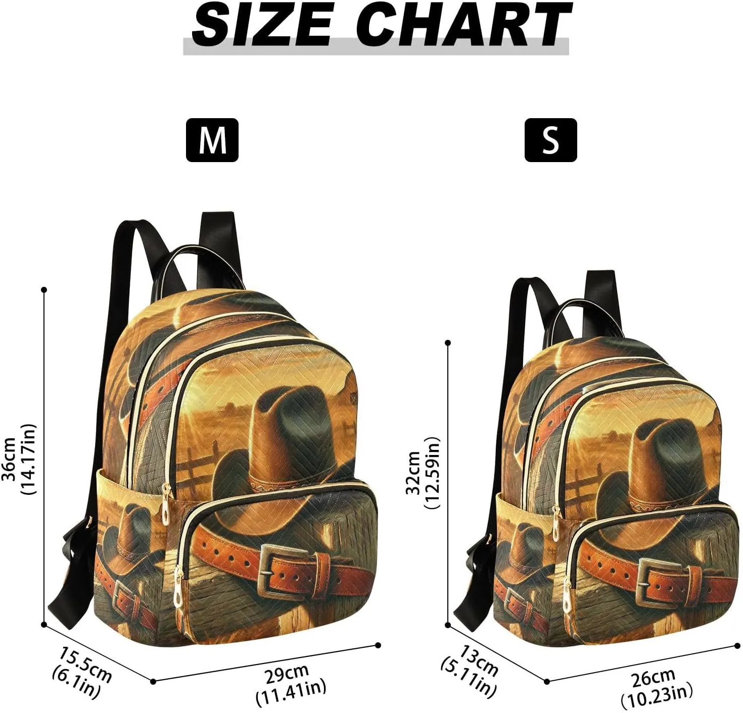 Cowboy Hat Sunset Backpack Purse for Women Girls Anti-theft Mini Fashion Travel Backpack for Traveling Work College M