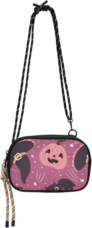 Crossbody Bag Pumpkin Bat and Witch Hat Cell Phone Purse Wallet with Credit Card Slots Multicolor Handbag with Adjustable Strap Fits Phone Keys And More