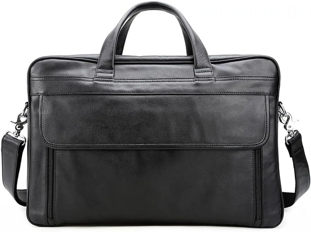 CSCDD Cowhide Briefcase Men's Business Commuter Handbag Leather Shoulder Crossbody Computer Business Bag