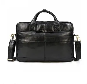 CSCDD Men's Leather Briefcase Retro Business Tote Cowhide Shoulder Crossbody Bag Computer Bag Commuter Bag(D)