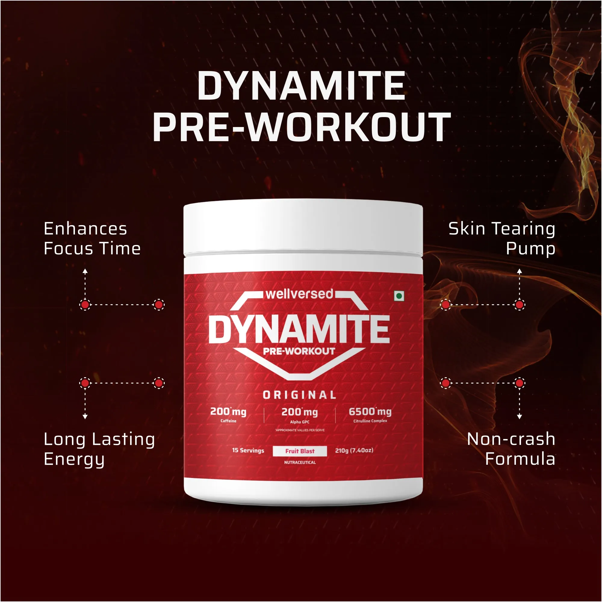 Dynamite Pre-workout (15 Servings, Fruit Blast)   YouWeFit Triple Strength Fish Oil (30 Capsules) | Power & Recovery | For Men & Women