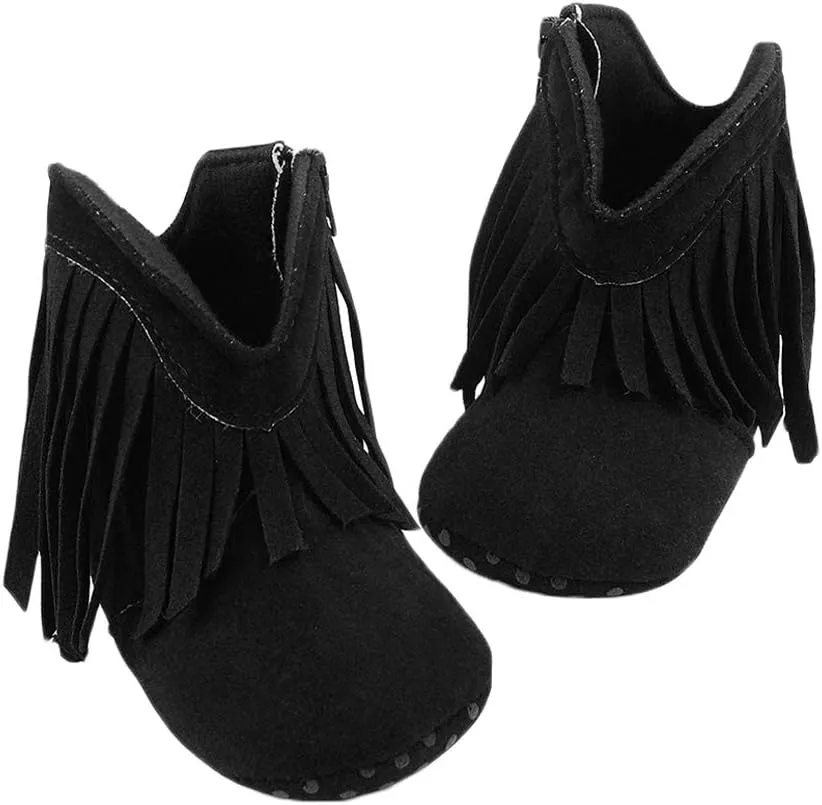 ESTAMICO Baby Girls' Cowboy Tassel Boots