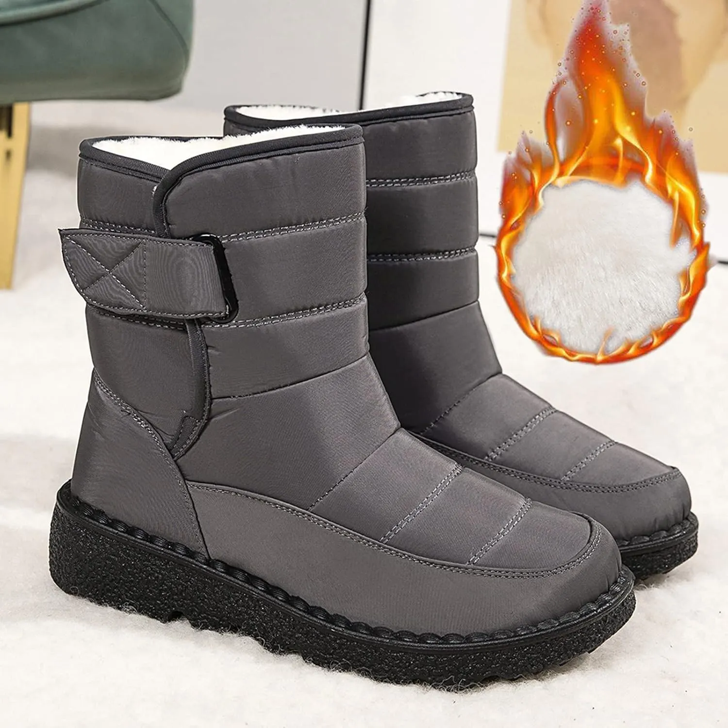 Extra Wide Calf Snow Boots for Women Women Snow Boots Wide Width Extra Wide Calf Winter Boots for Women Plus Size Outdoor Waterproof Rubber Boots for Women Womens Winter Boots Non Slip Zipper Size 10