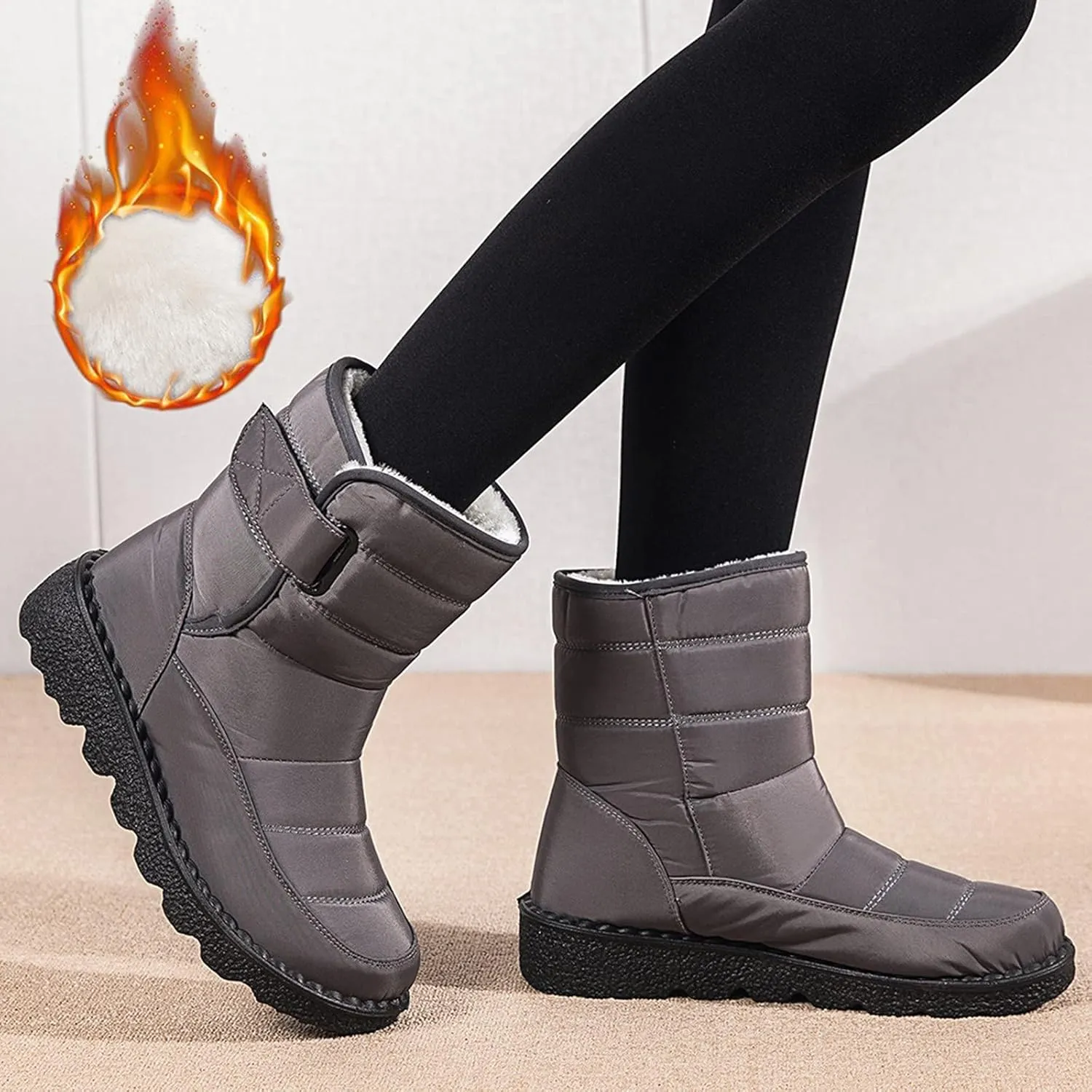 Extra Wide Calf Snow Boots for Women Women Snow Boots Wide Width Extra Wide Calf Winter Boots for Women Plus Size Outdoor Waterproof Rubber Boots for Women Womens Winter Boots Non Slip Zipper Size 10
