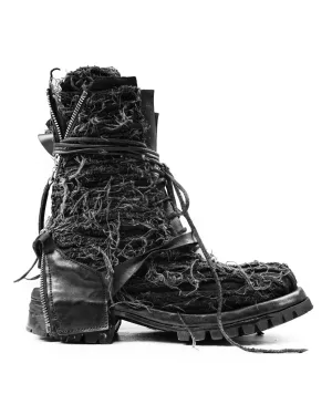 FRACTURE HAIRY COMBAT BOOTS