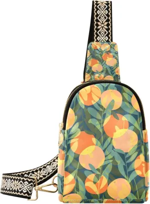 Fruits Small Sling Bag for Women,Leather Fanny Pack,Crossbody Waist Bag With Adjustable Guitar Strap