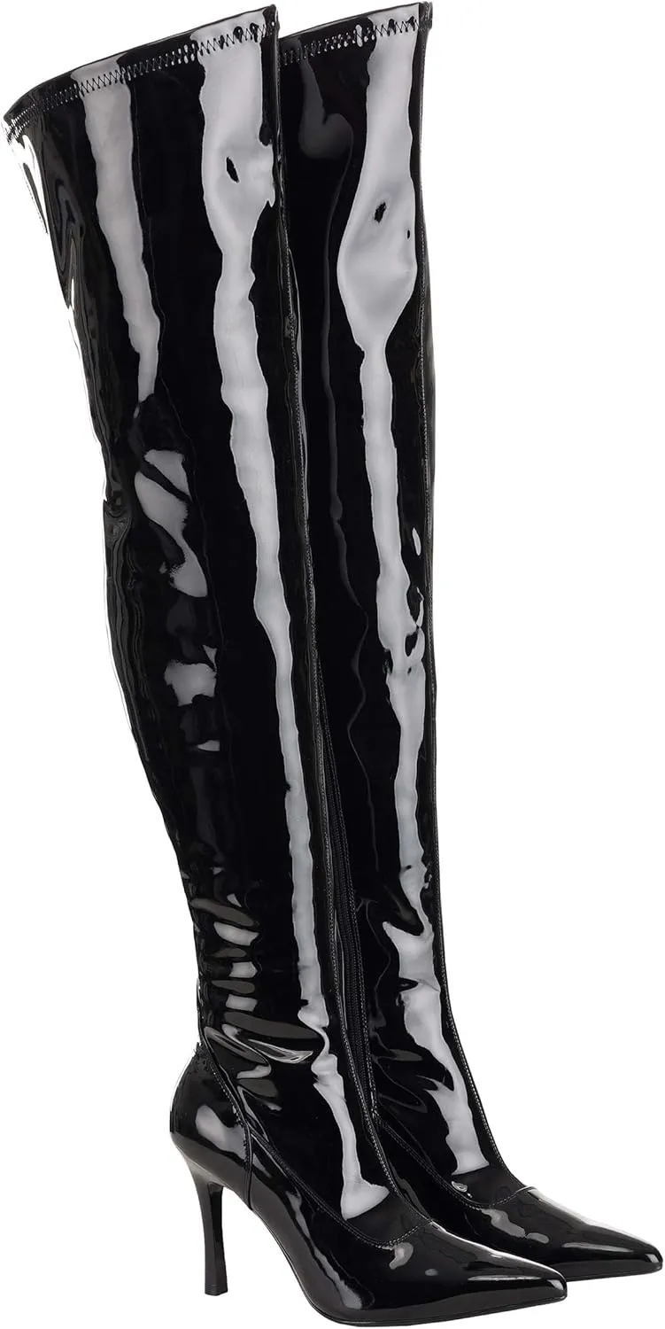 Fun Costumes Womens Black Patent Over The Knee Boots Size 7