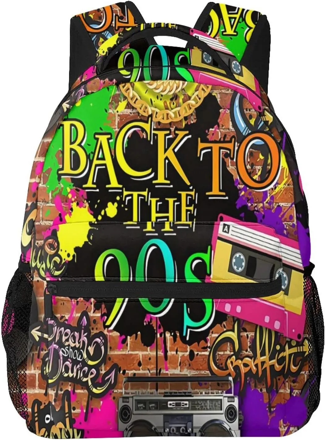 Funny 80S 90S Pattern Backpack Casual Hiking Camping Travel Backpacks Lightweight Daypack Bag Women Men Bookbag