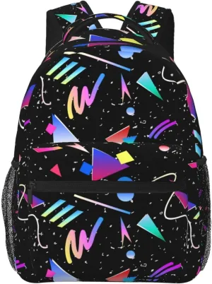 Funny 80S 90S Pattern Backpack Casual Hiking Camping Travel Backpacks Lightweight Daypack Bag Women Men Bookbag