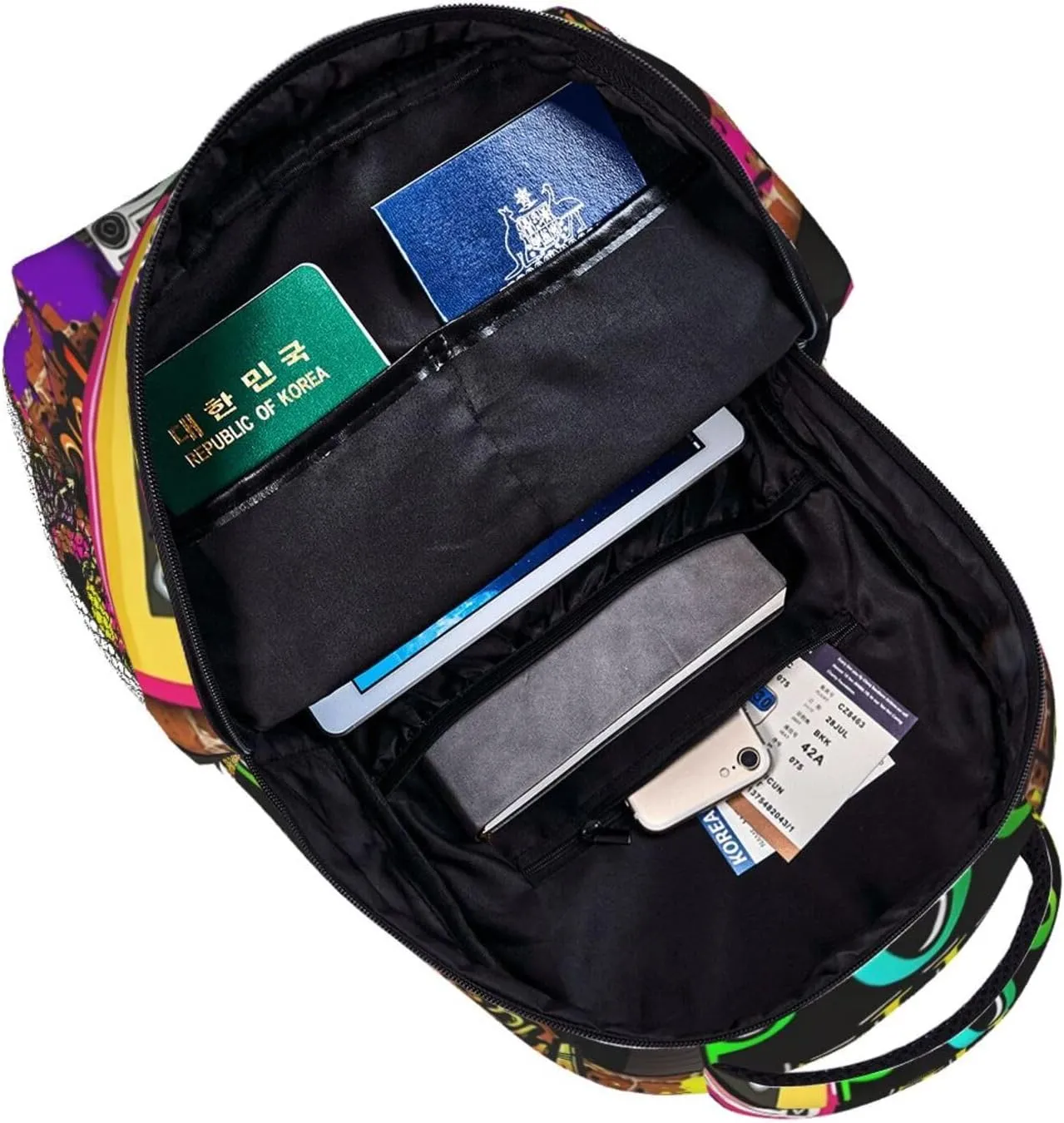 Funny 80S 90S Pattern Backpack Casual Hiking Camping Travel Backpacks Lightweight Daypack Bag Women Men Bookbag