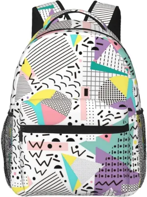 Funny 80S 90S Pattern Backpack Casual Hiking Camping Travel Backpacks Lightweight Daypack Bag Women Men Bookbag