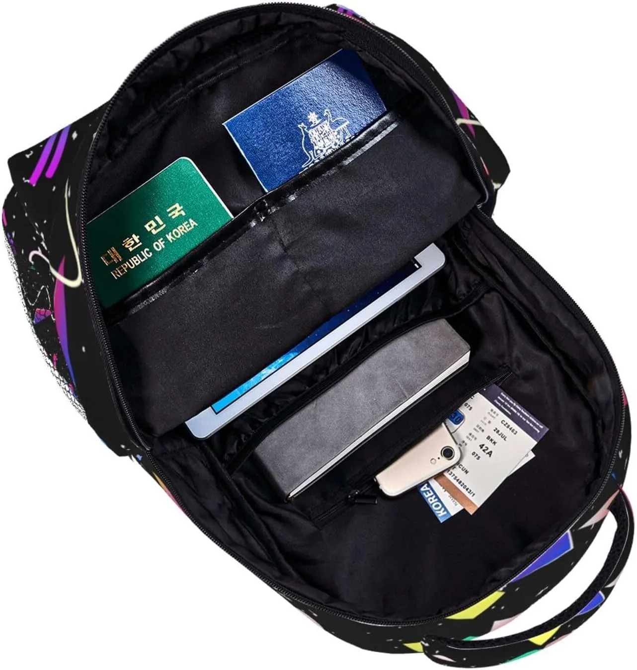 Funny 80S 90S Pattern Backpack Casual Hiking Camping Travel Backpacks Lightweight Daypack Bag Women Men Bookbag