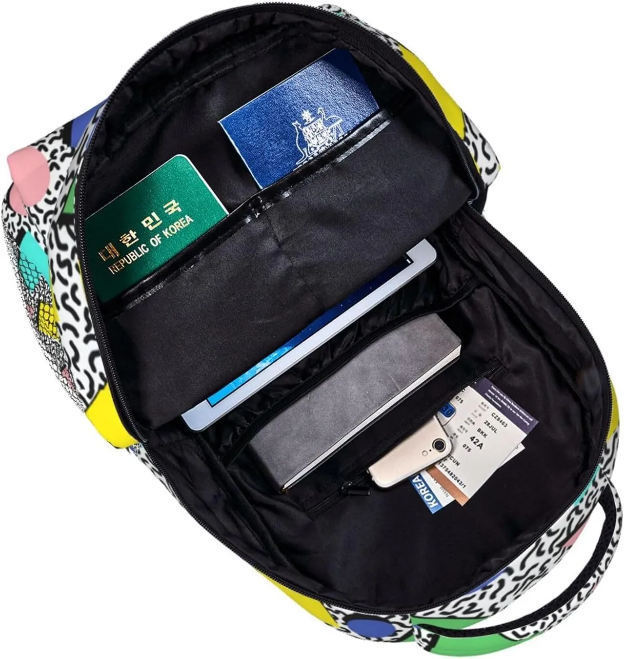 Funny 80S 90S Pattern Backpack Casual Hiking Camping Travel Backpacks Lightweight Daypack Bag Women Men Bookbag