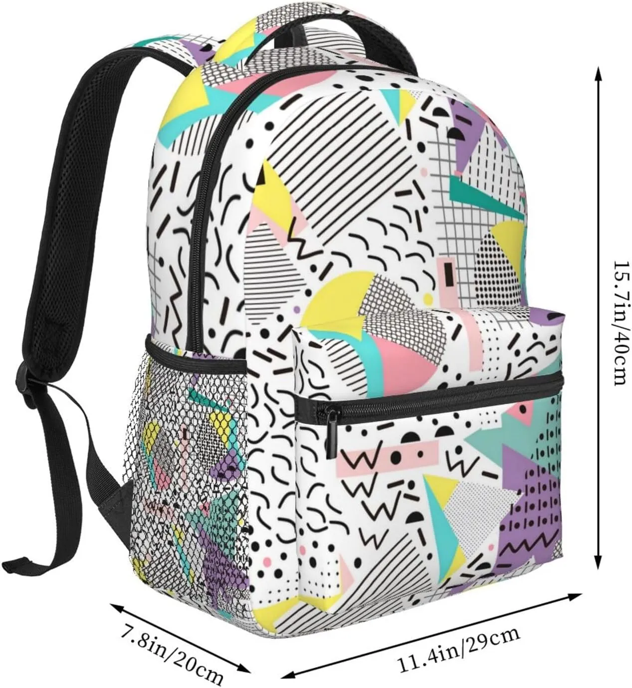 Funny 80S 90S Pattern Backpack Casual Hiking Camping Travel Backpacks Lightweight Daypack Bag Women Men Bookbag