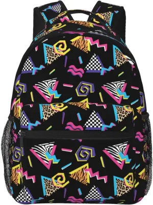 Funny 80S 90S Pattern Backpack Casual Hiking Camping Travel Backpacks Lightweight Daypack Bag Women Men Bookbag
