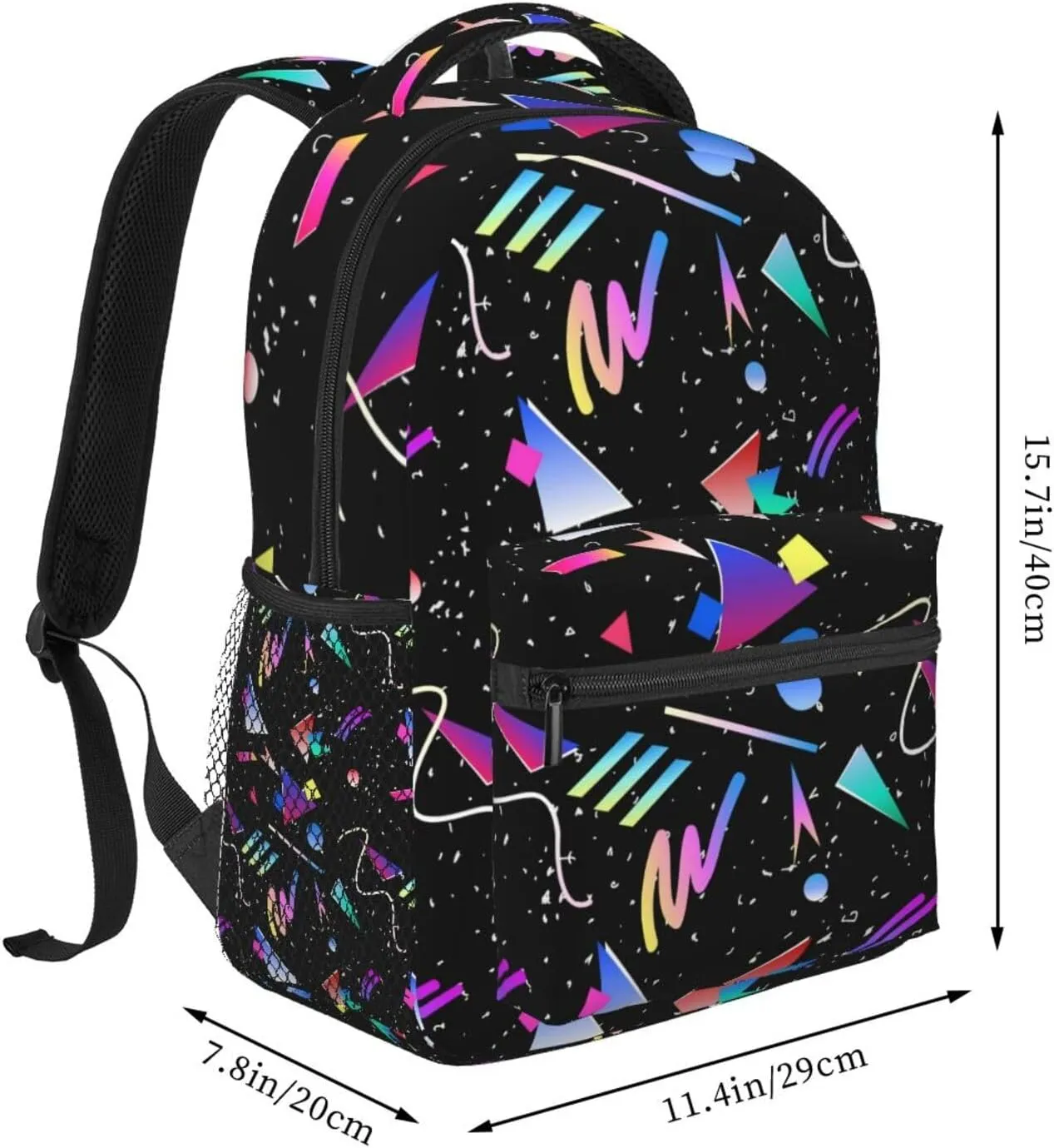 Funny 80S 90S Pattern Backpack Casual Hiking Camping Travel Backpacks Lightweight Daypack Bag Women Men Bookbag