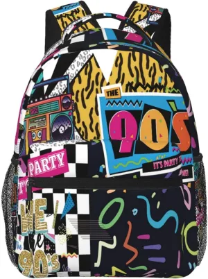 Funny 80S 90S Pattern Backpack Casual Hiking Camping Travel Backpacks Lightweight Daypack Bag Women Men Bookbag