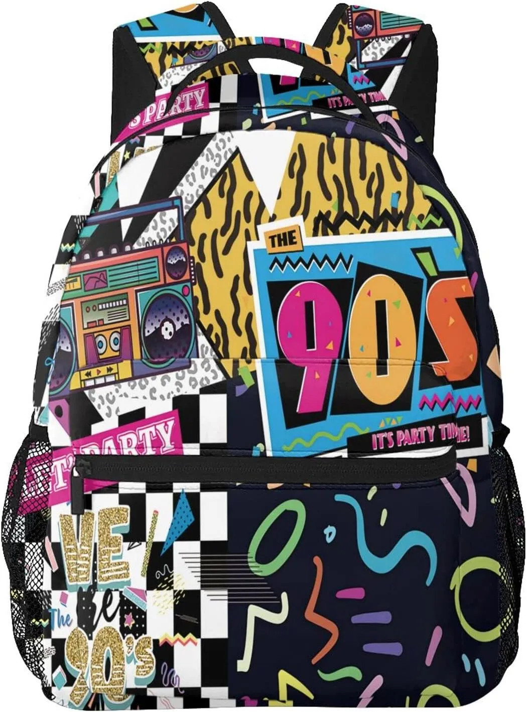 Funny 80S 90S Pattern Backpack Casual Hiking Camping Travel Backpacks Lightweight Daypack Bag Women Men Bookbag