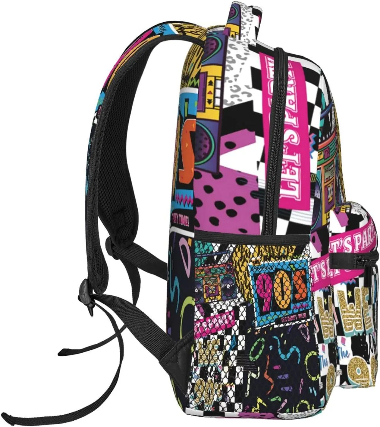 Funny 80S 90S Pattern Backpack Casual Hiking Camping Travel Backpacks Lightweight Daypack Bag Women Men Bookbag