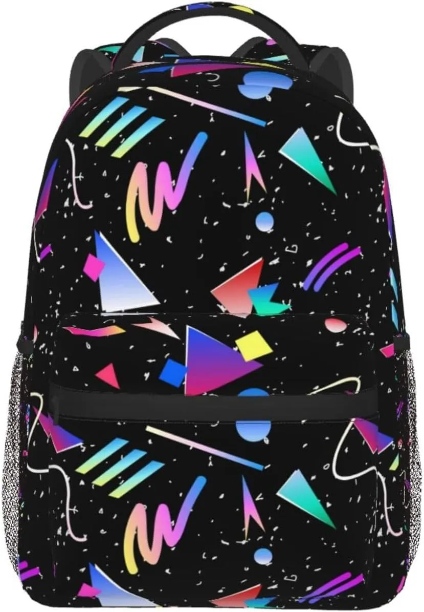 Funny 80S 90S Pattern Backpack Casual Hiking Camping Travel Backpacks Lightweight Daypack Bag Women Men Bookbag