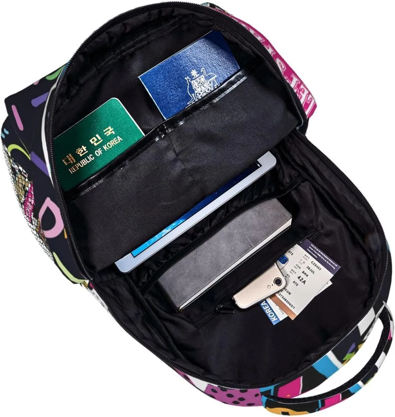 Funny 80S 90S Pattern Backpack Casual Hiking Camping Travel Backpacks Lightweight Daypack Bag Women Men Bookbag