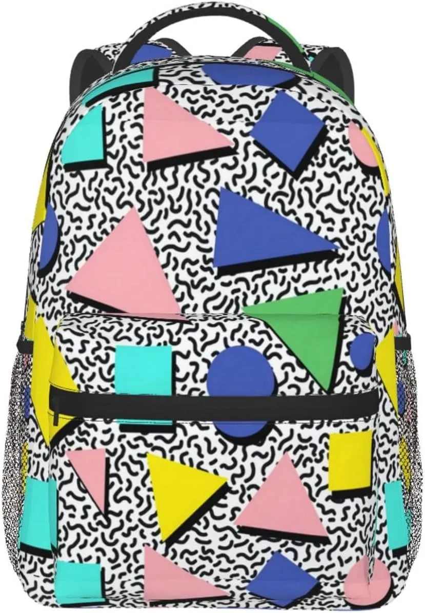 Funny 80S 90S Pattern Backpack Casual Hiking Camping Travel Backpacks Lightweight Daypack Bag Women Men Bookbag