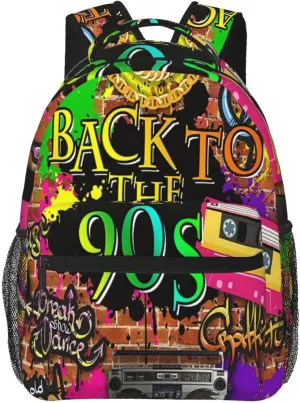 Funny 80S 90S Pattern Backpack Casual Hiking Camping Travel Backpacks Lightweight Daypack Bag Women Men Bookbag