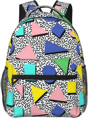 Funny 80S 90S Pattern Backpack Casual Hiking Camping Travel Backpacks Lightweight Daypack Bag Women Men Bookbag