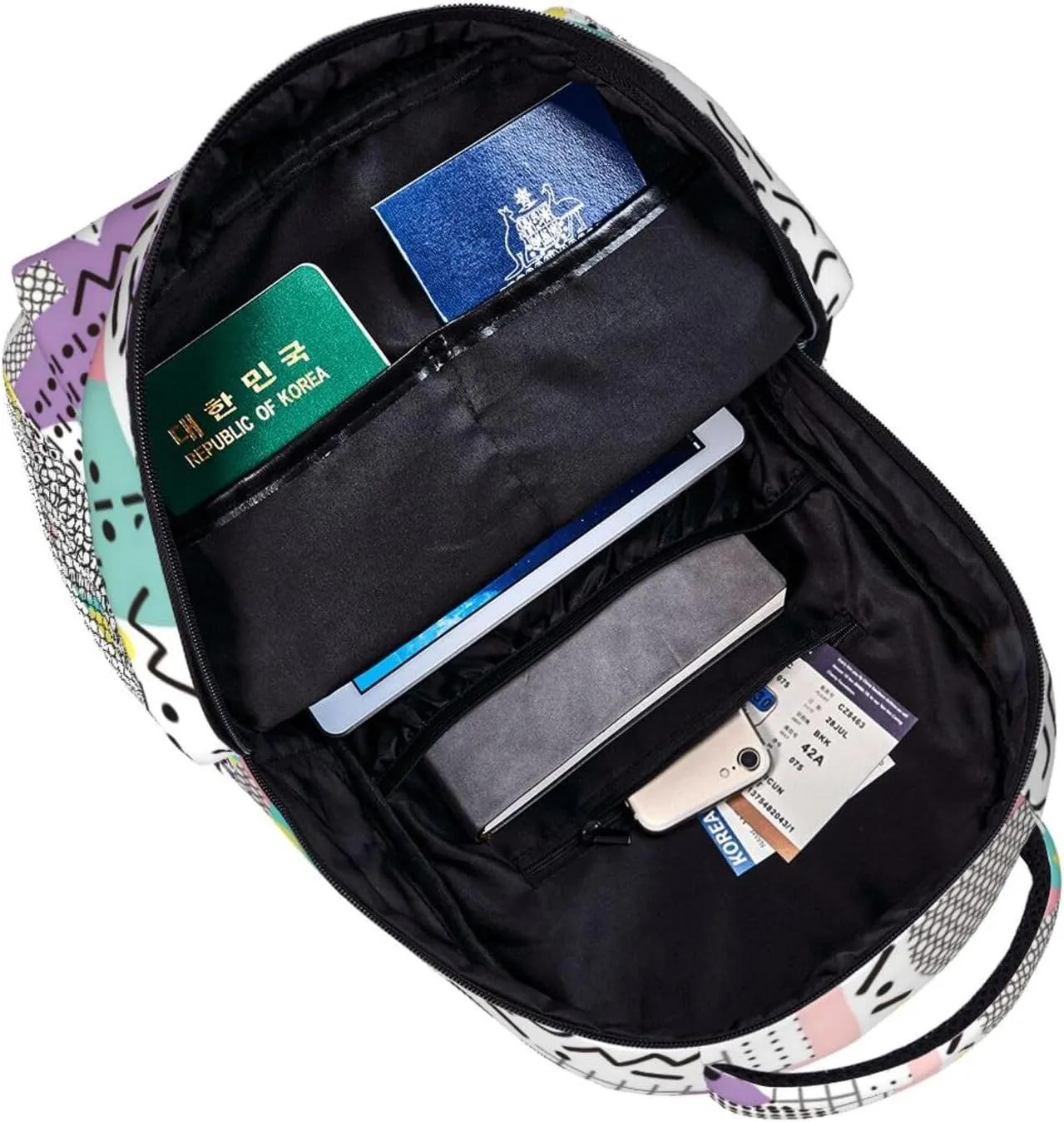 Funny 80S 90S Pattern Backpack Casual Hiking Camping Travel Backpacks Lightweight Daypack Bag Women Men Bookbag